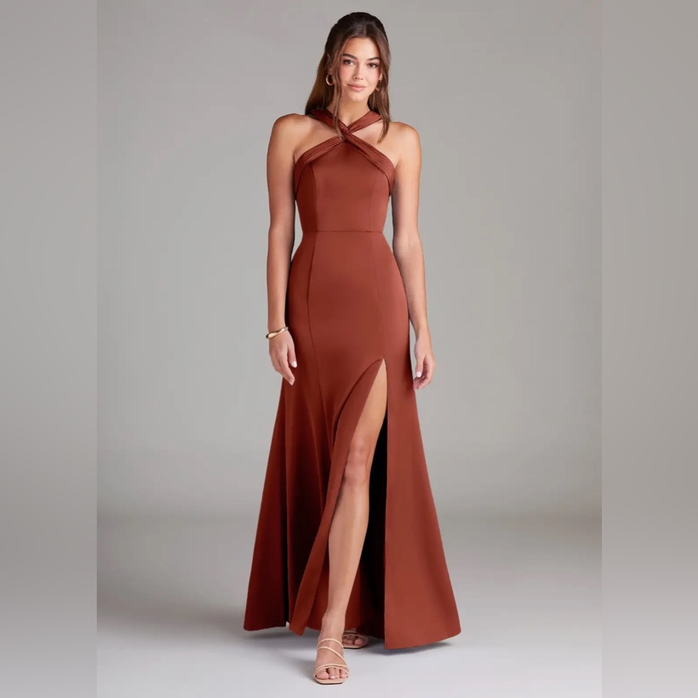 Azazie Rue Terracotta Bridesmaid/Formal Full Length Dress, Size 2